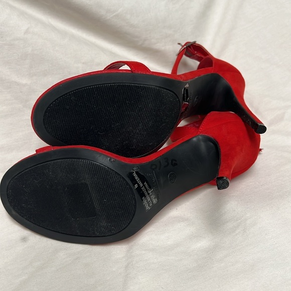 Anne Michelle, Red, Open Toe, Ankle Strap Heels, Size 10 - Picture 5 of 16
